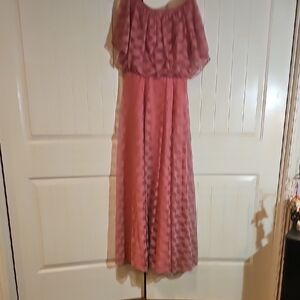 Vintage Pink Ruffled Tiered  Maxi Dress
